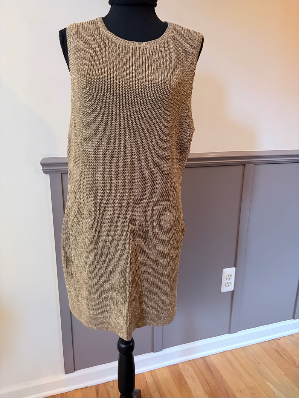 Women’s Ralph Lauren Sleeveless Knit Tunic in Metallic Gold